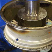 And the alloy wheel is straightened ready to be cleaned and refinished.